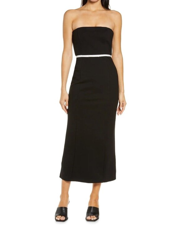 STAUD Dresses & Skirts - 🆕STAUD Honeydew Strapless Cocktail Dress Black & White Large